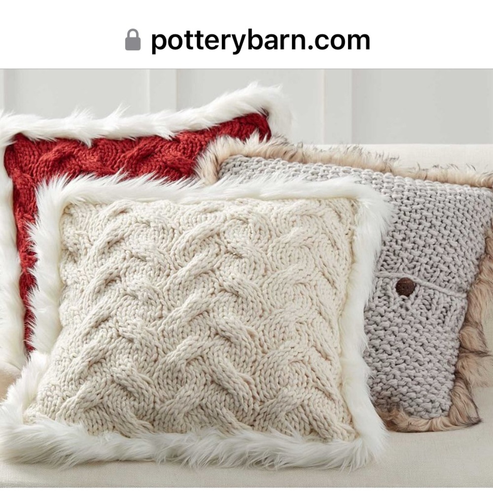 Potterybarn Knit Faux furTrim Pillow covers
Set of (2)